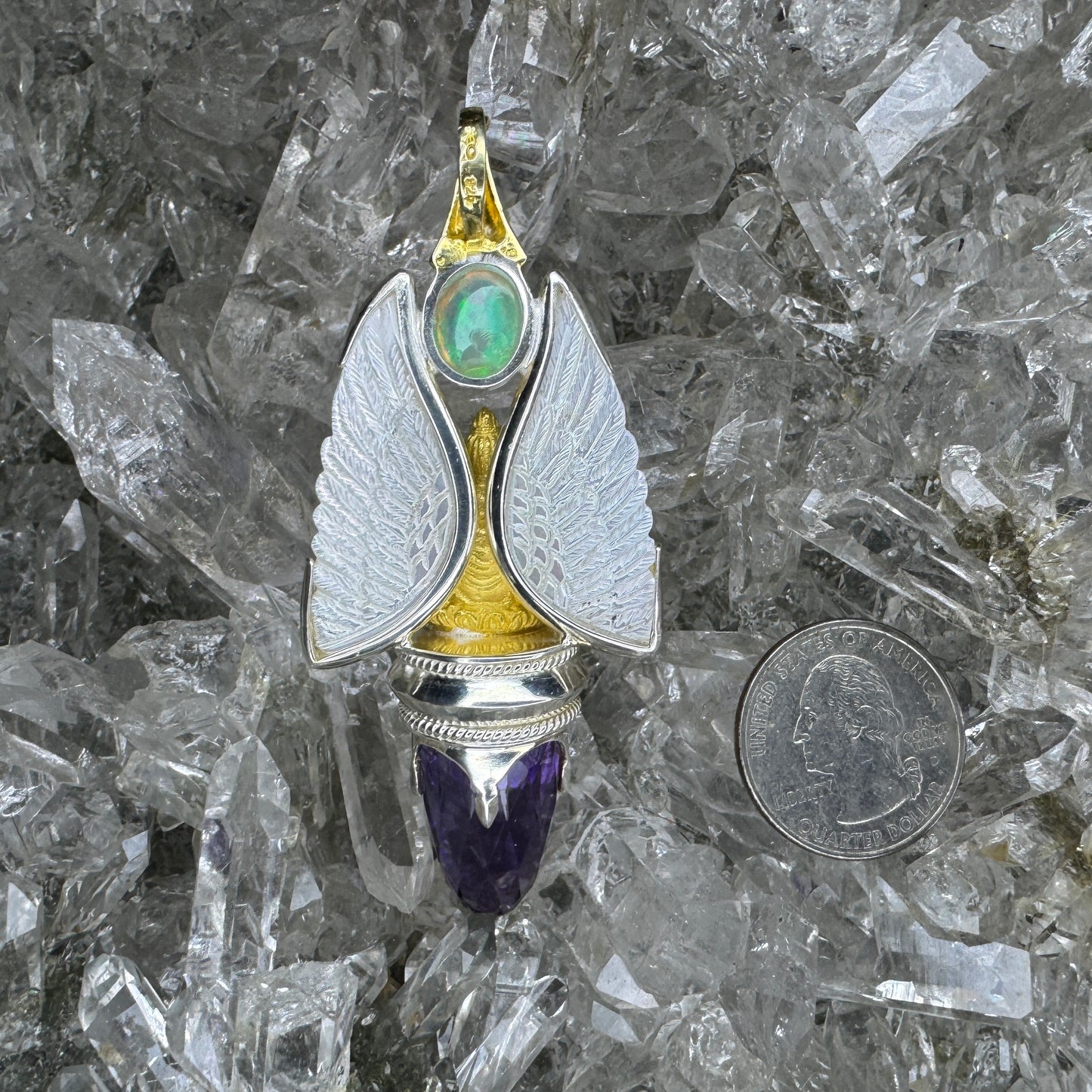 Gotland Mother-of-Pearl Wings and Amethyst Pendant