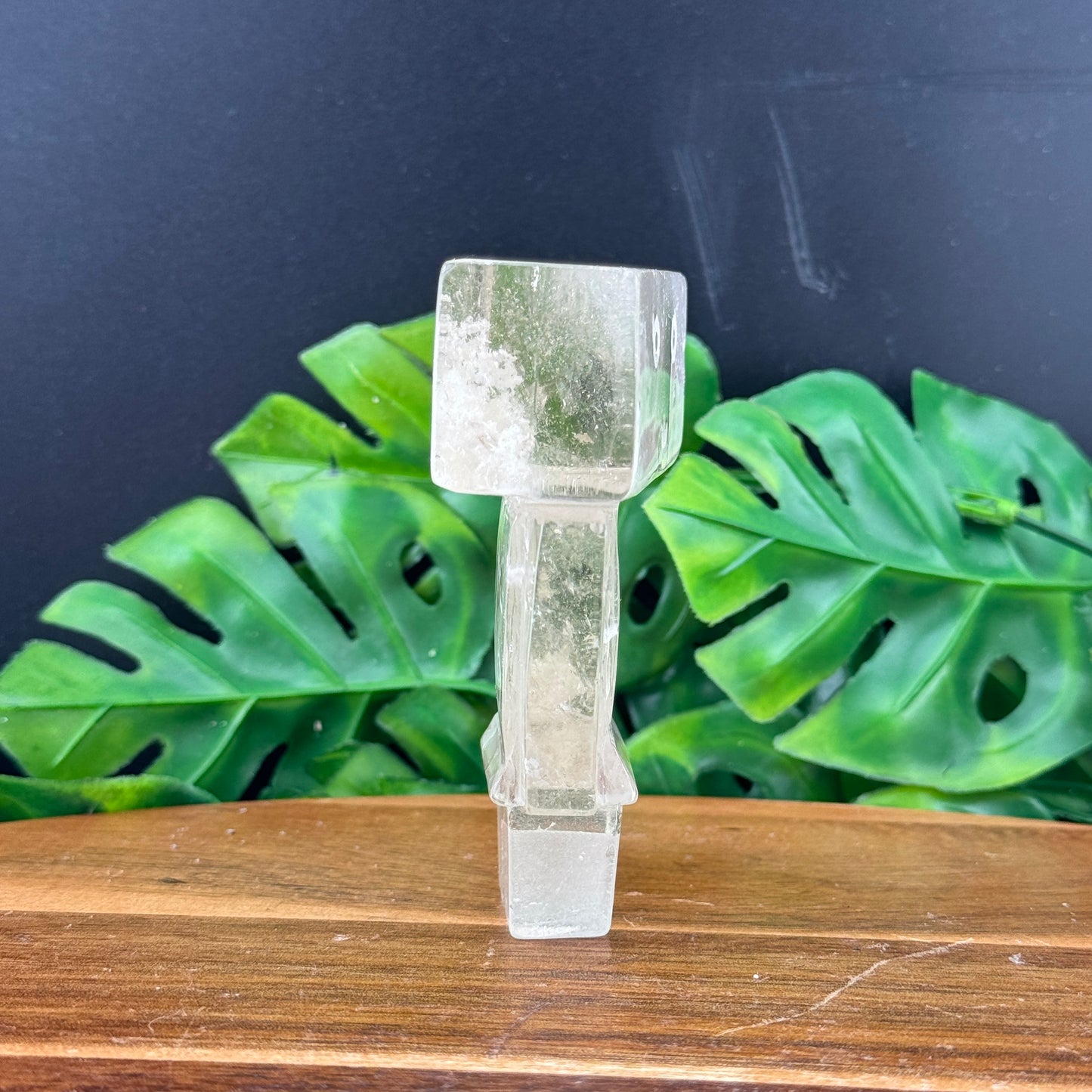 Clear Garden Quartz Friendly Robot Carving