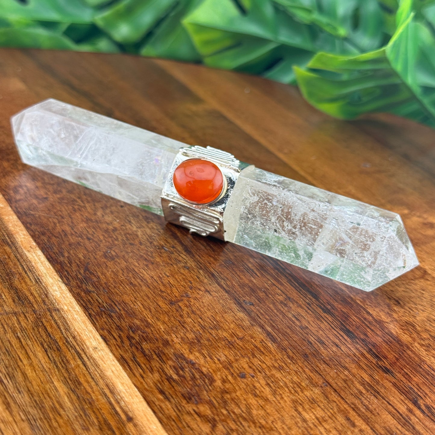 Clear Quartz & Carnelian Wand