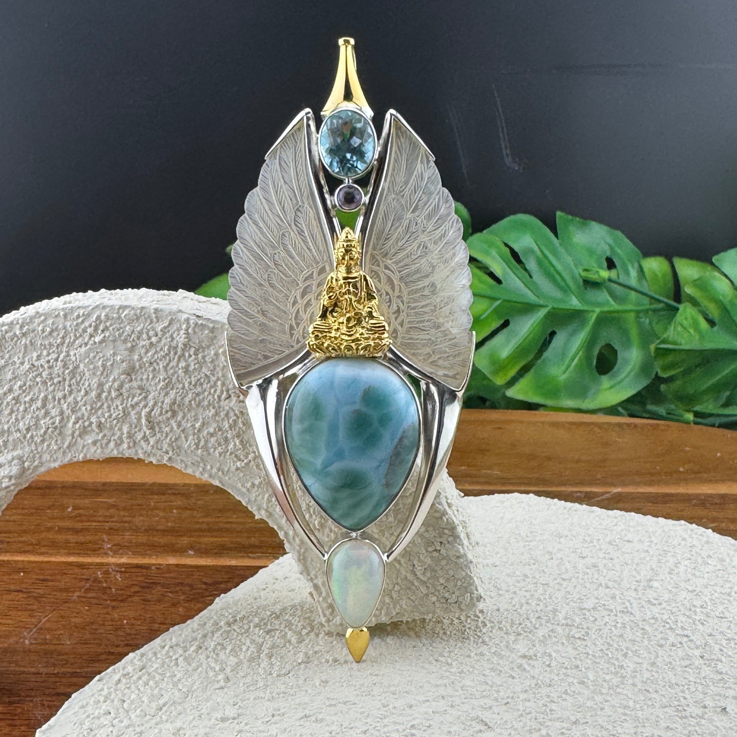 Gotland Larimar S925 and 14k Gold Plated Pendant
