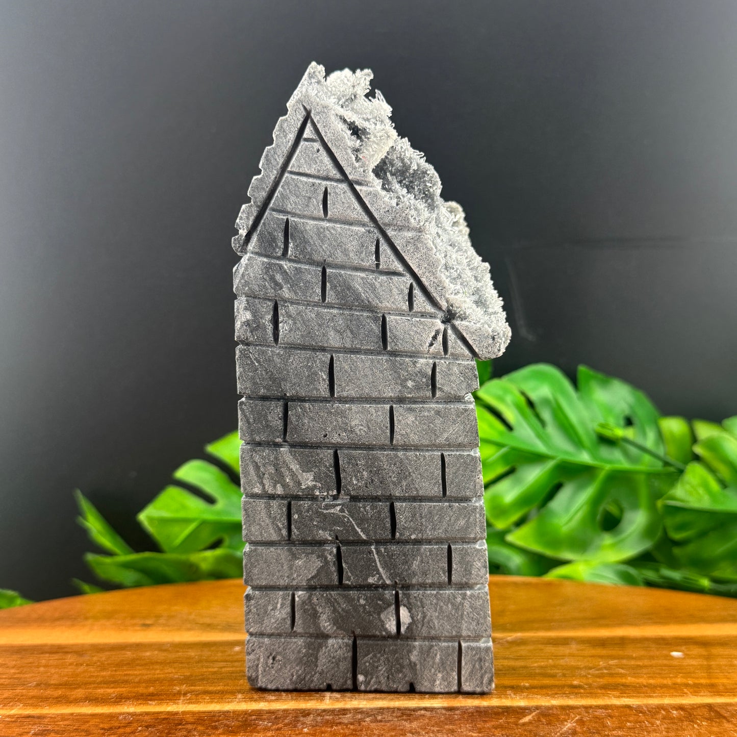 Needle Quartz Cluster in Matrix House Carving