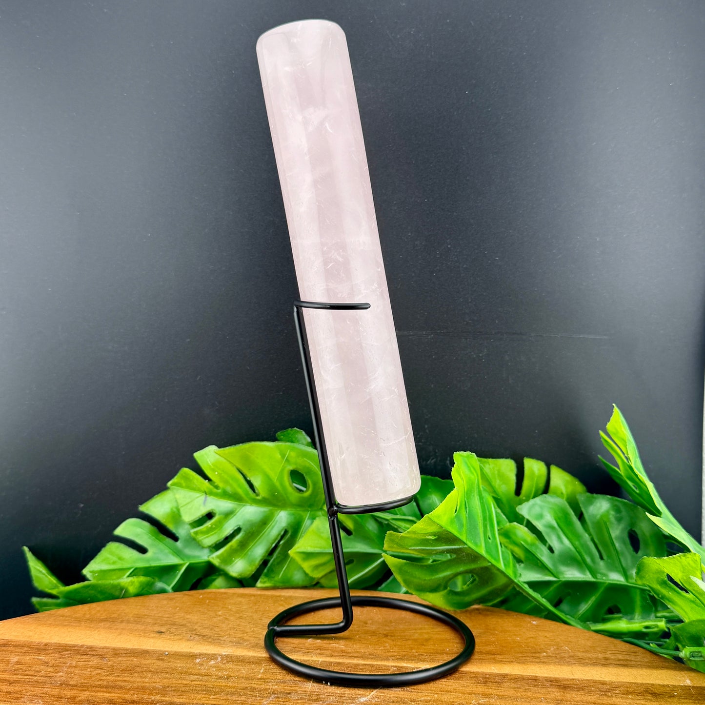 Rose Quartz Cylinder Wand with Stand