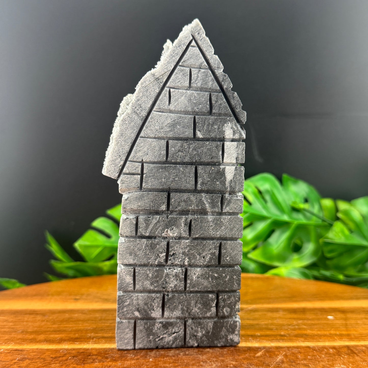Needle Quartz Cluster in Matrix House Carving