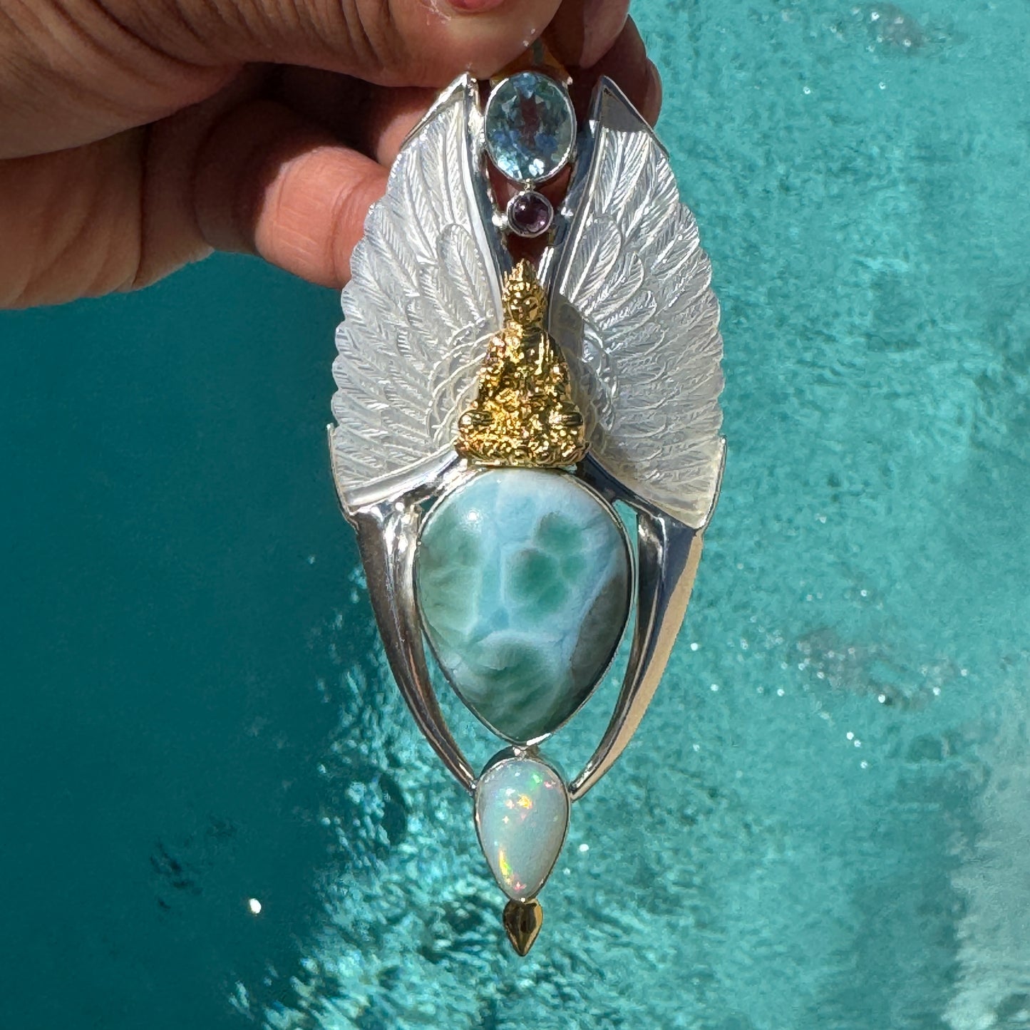 Gotland Larimar S925 and 14k Gold Plated Pendant