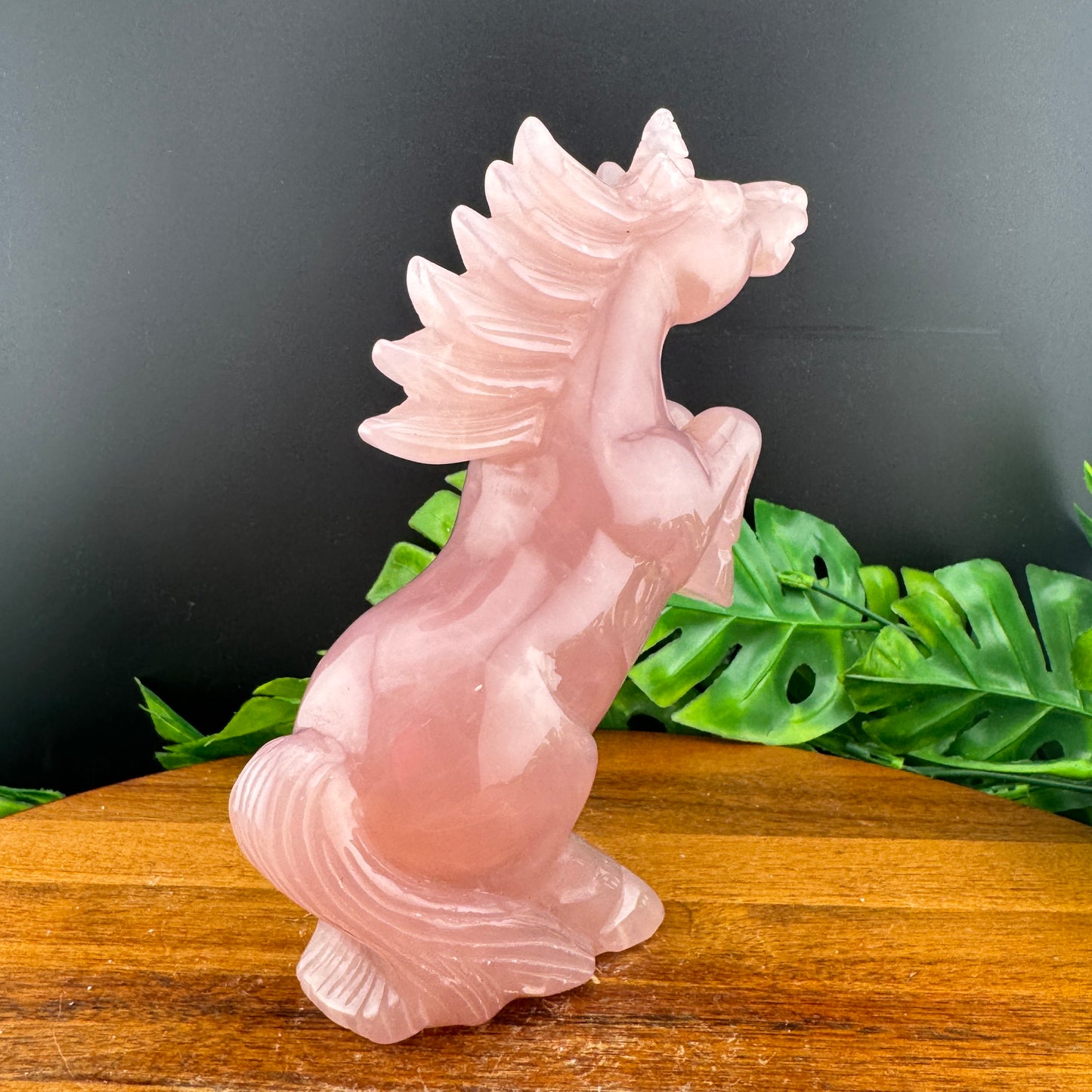 Gemmy Rose Quartz Unicorn Carving