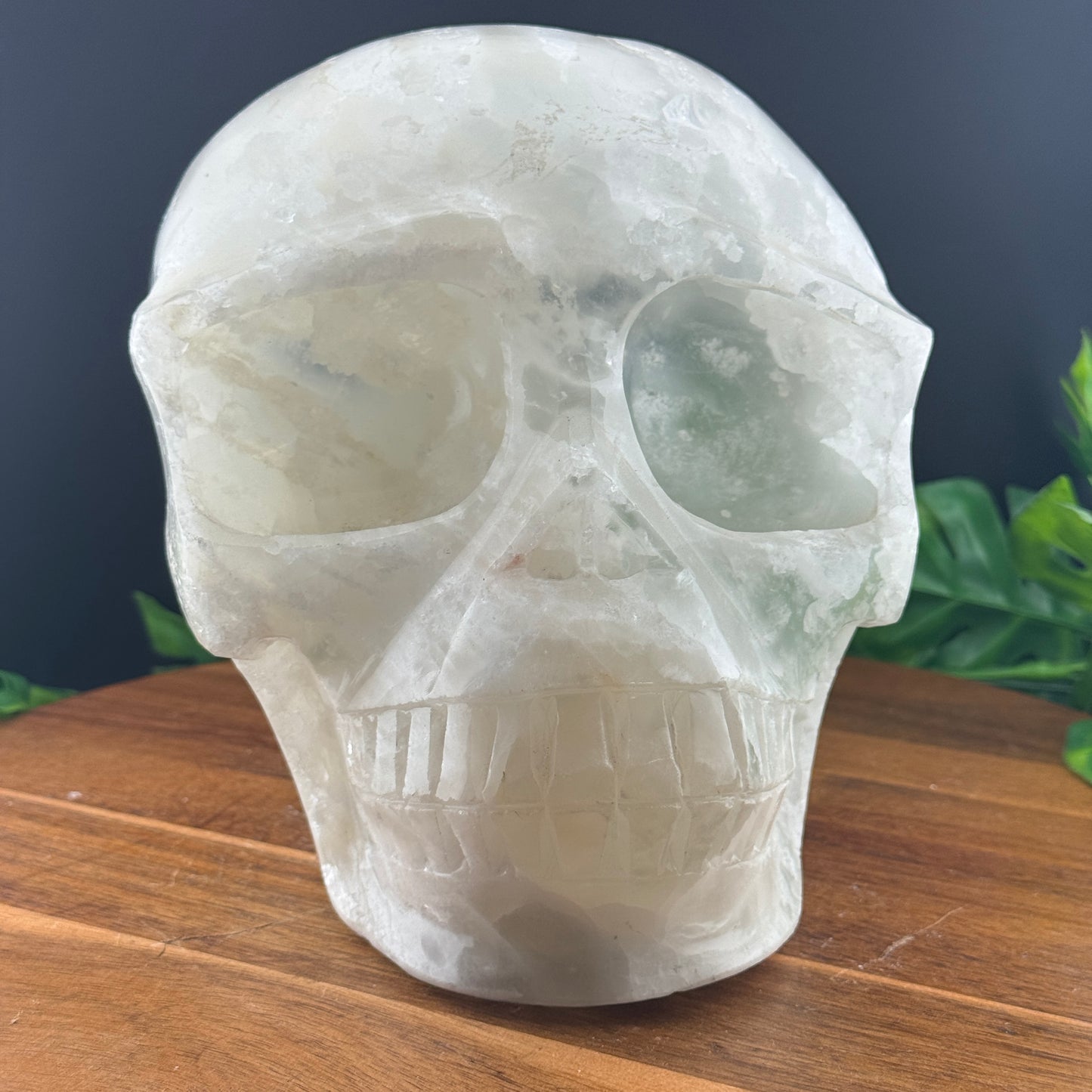 XL Satin Spar Selenite Skull