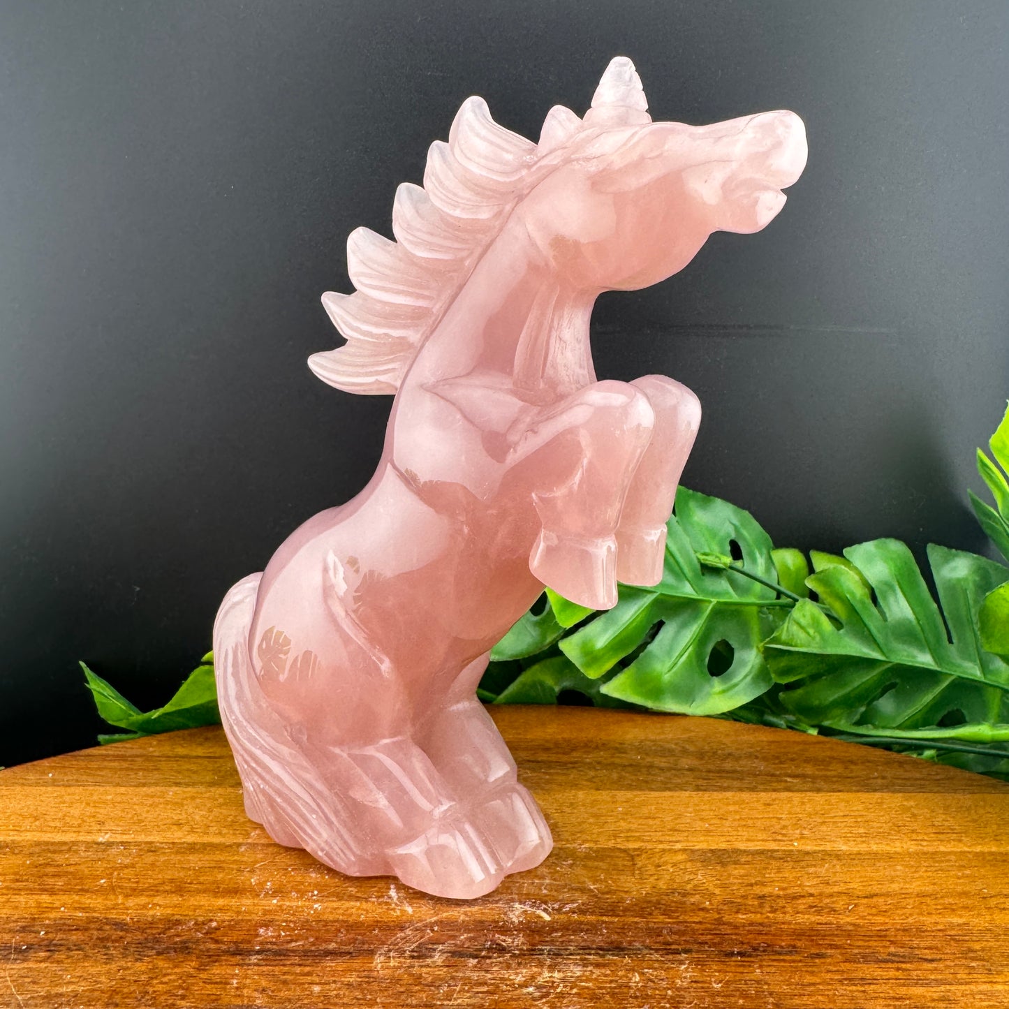 Gemmy Rose Quartz Unicorn Carving