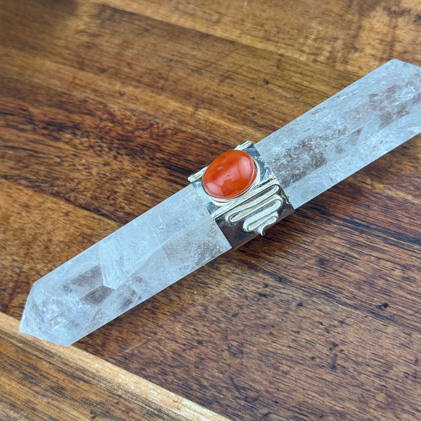 Clear Quartz & Carnelian Wand