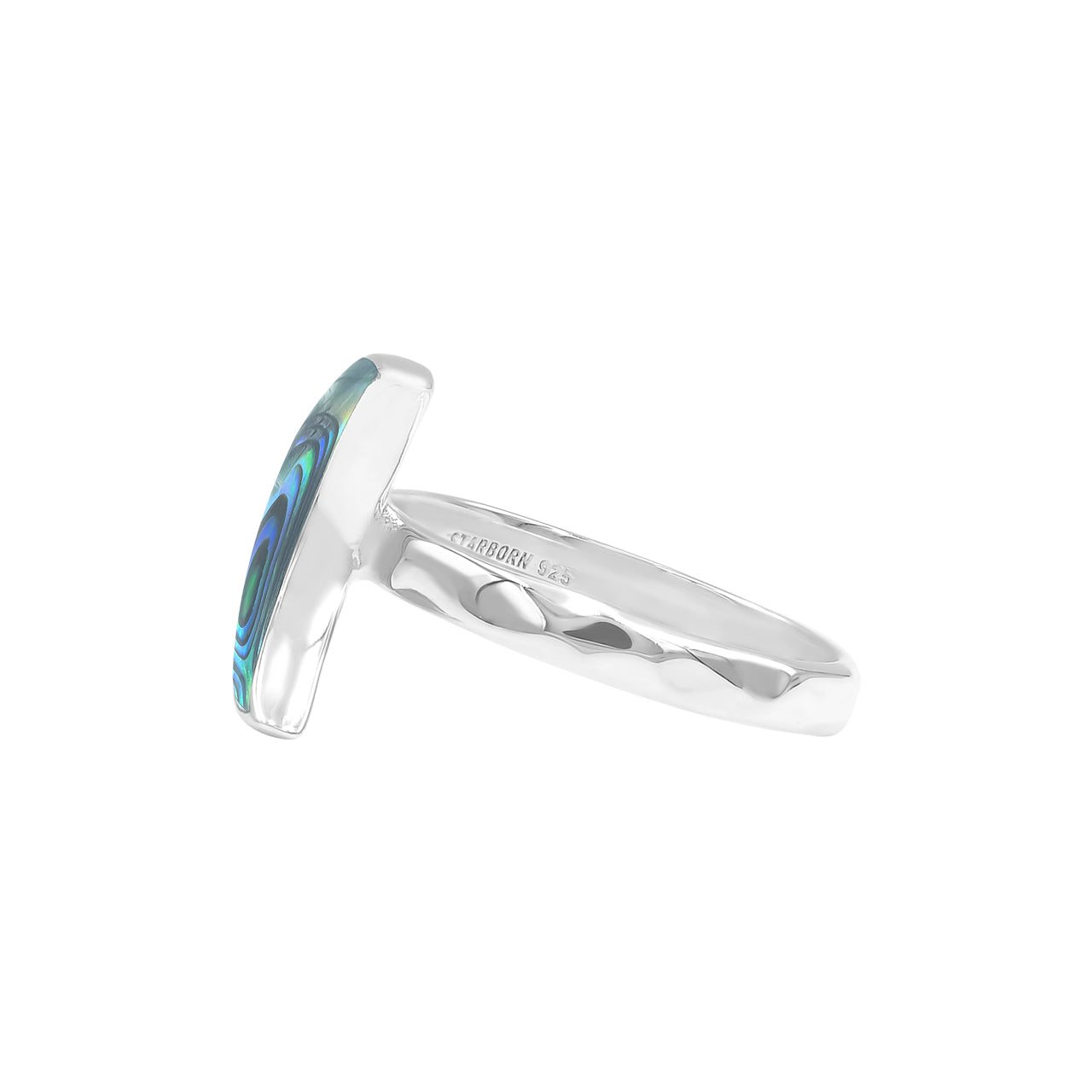 Starborn Abalone Shell Crescent Moon Rings in Sterling Silver