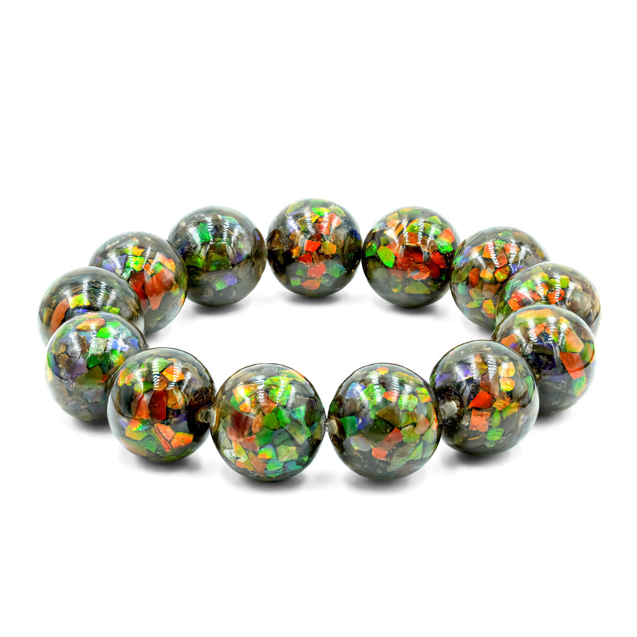 Starborn 11mm Ammolite Beaded Elastic Bracelet