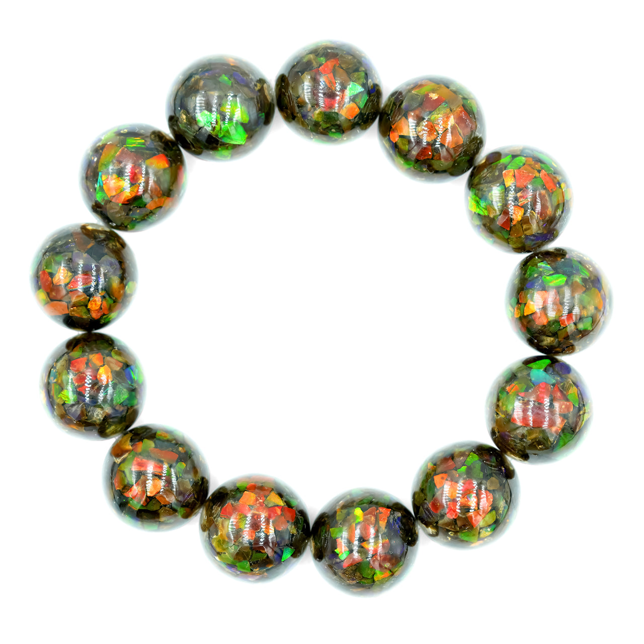 Starborn 14mm Ammolite Beaded Elastic Bracelet