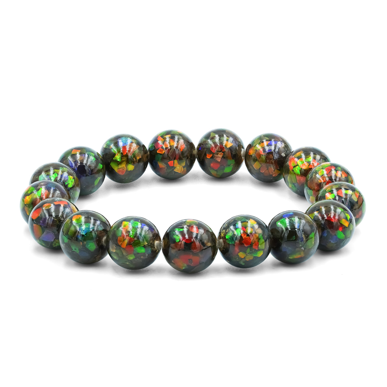 Starborn 11mm Ammolite Beaded Elastic Bracelet