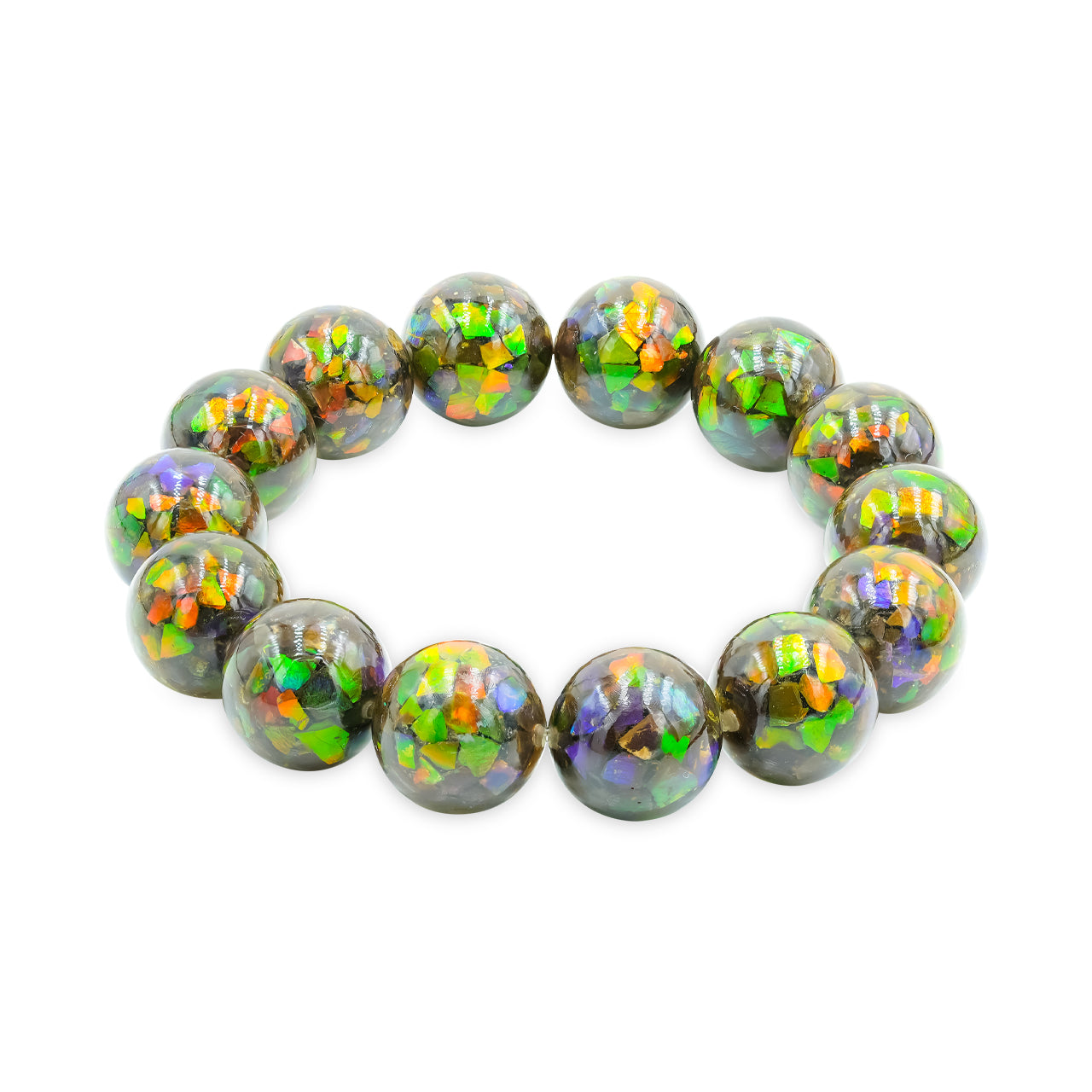 Starborn 11mm Ammolite Beaded Elastic Bracelet