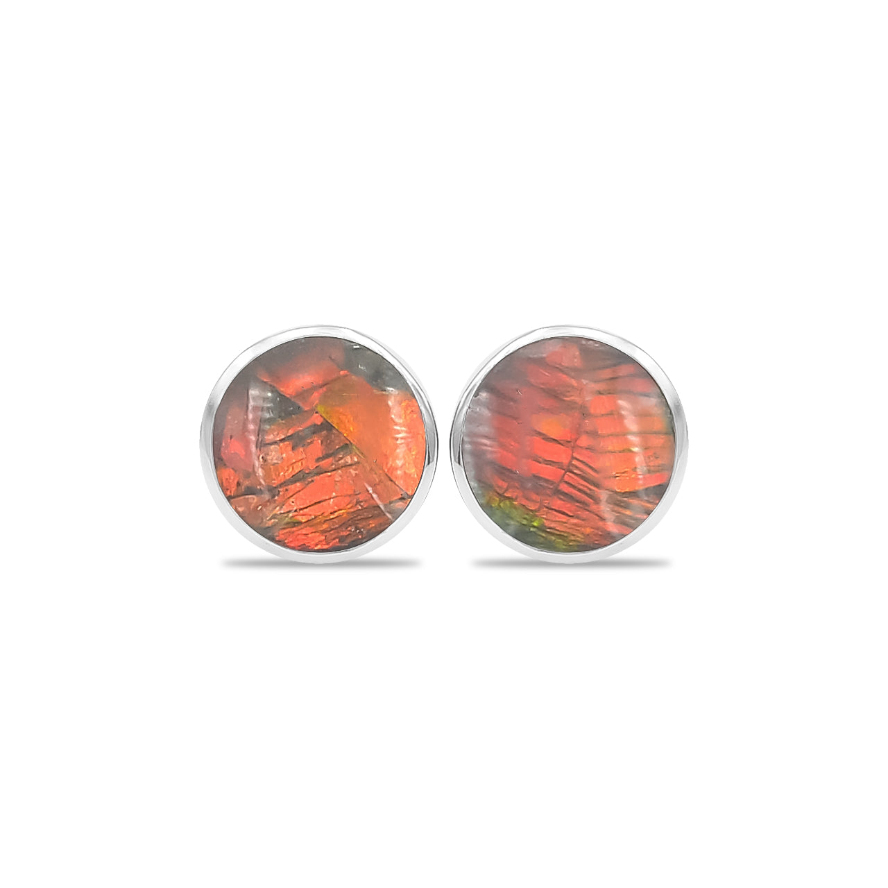 Starborn Ammolite 6 mm Micro Post Earrings in Sterling Silver
