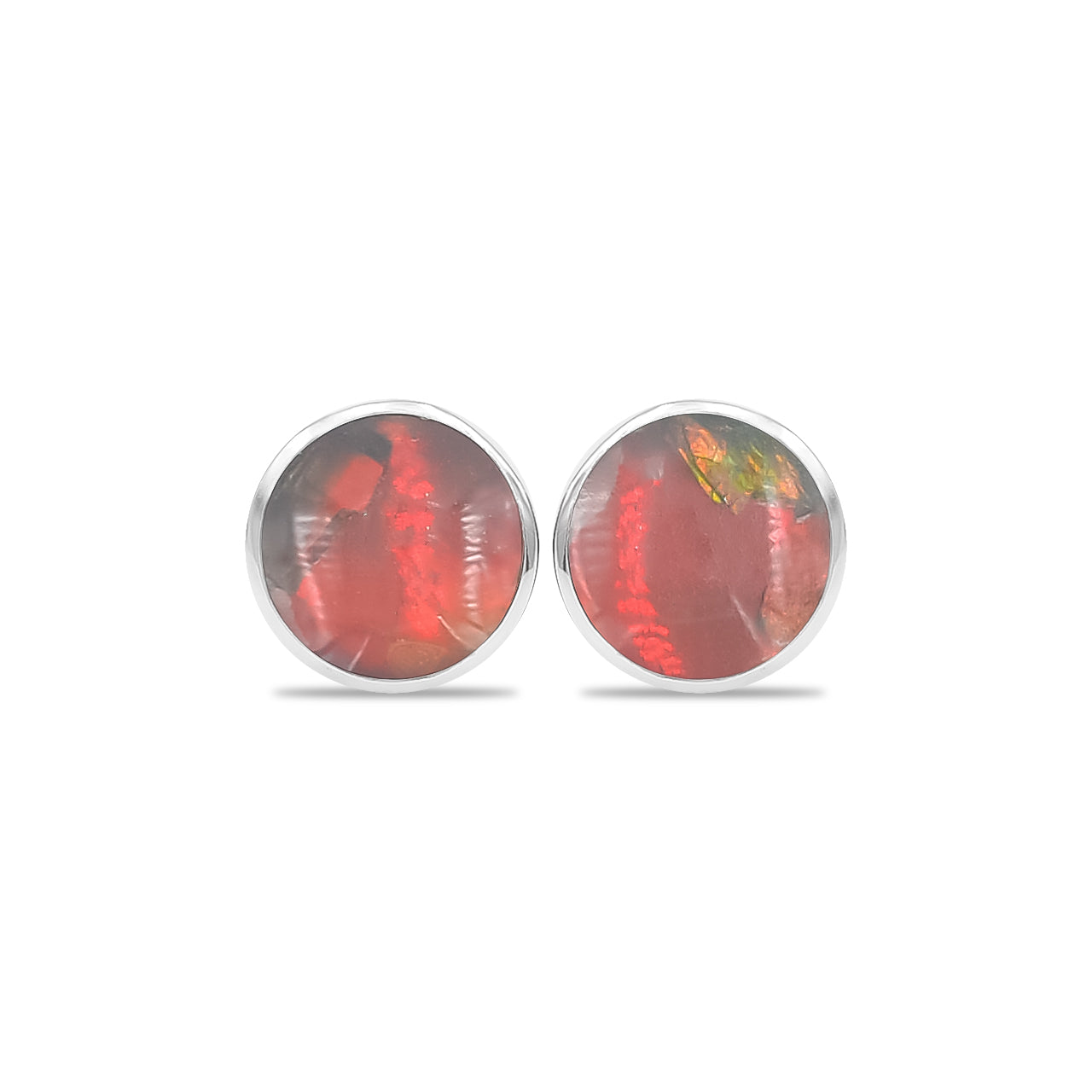 Starborn Ammolite 6 mm Micro Post Earrings in Sterling Silver