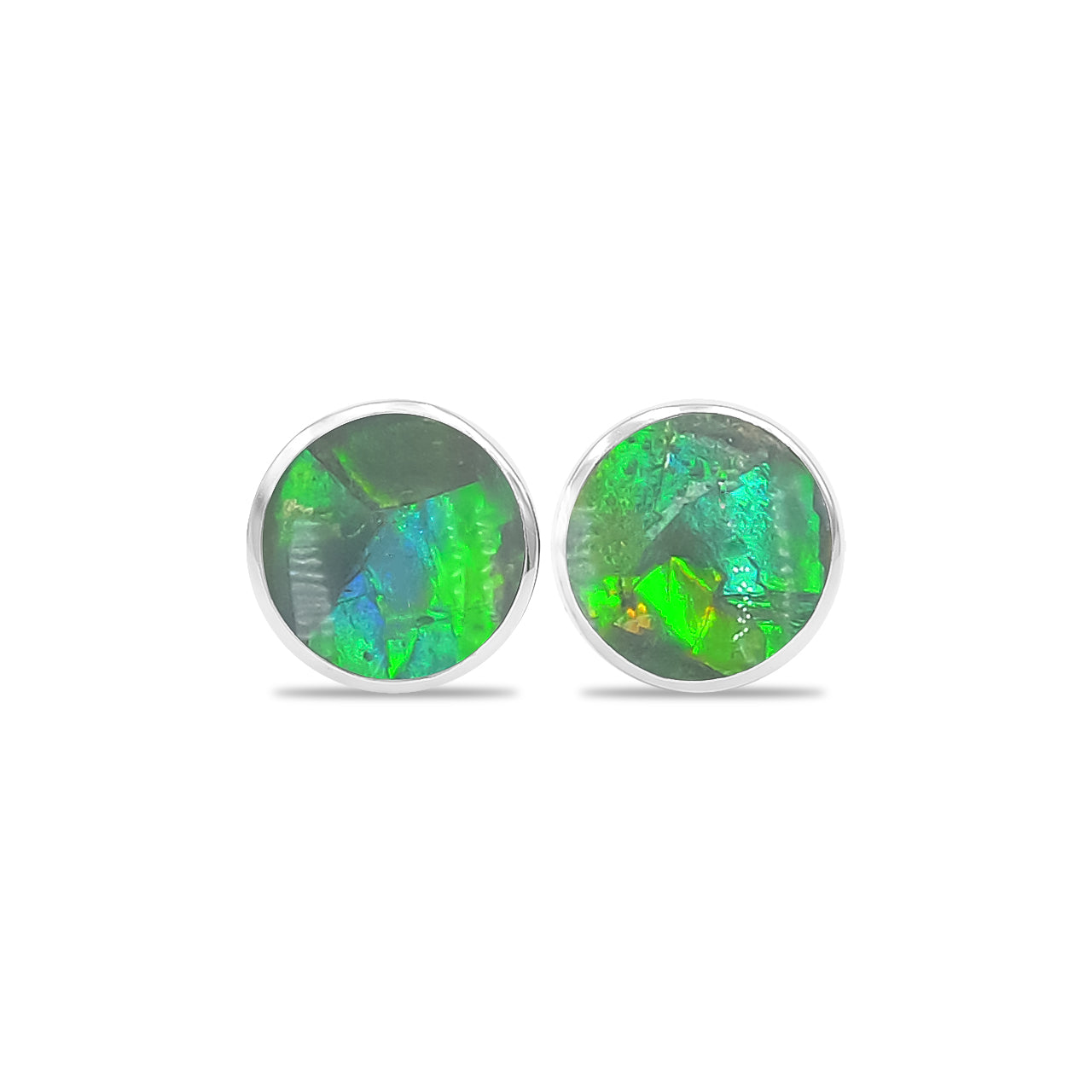 Starborn Ammolite 6 mm Micro Post Earrings in Sterling Silver