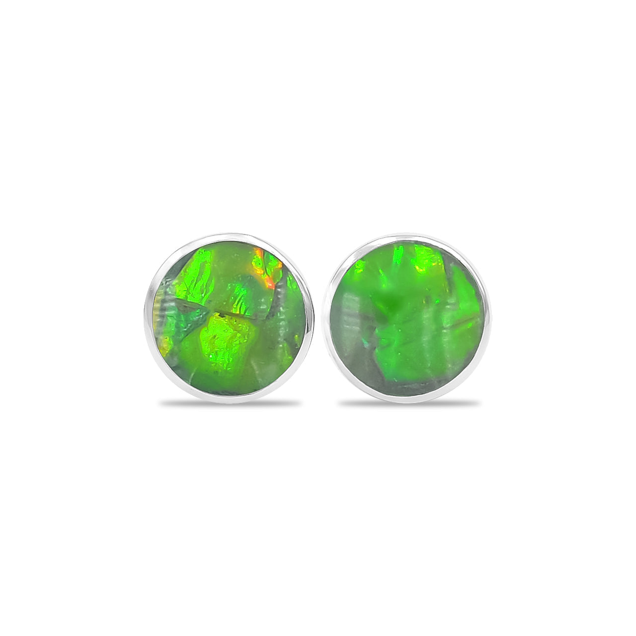 Starborn Ammolite 6 mm Micro Post Earrings in Sterling Silver