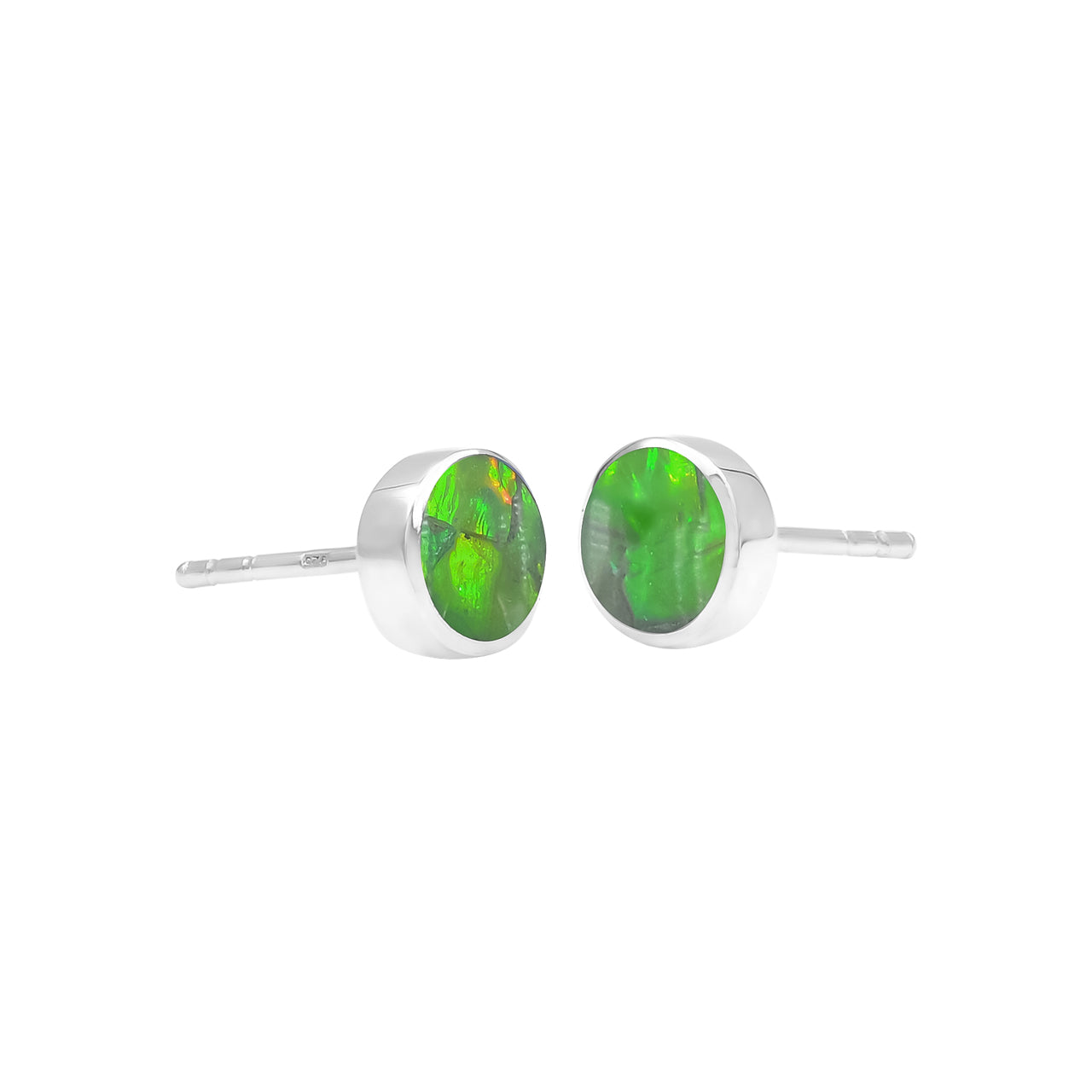 Starborn Ammolite 6 mm Micro Post Earrings in Sterling Silver