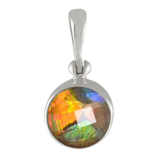 Starborn  Ammolite Faceted Doublet Sterling Silver Round Pendant