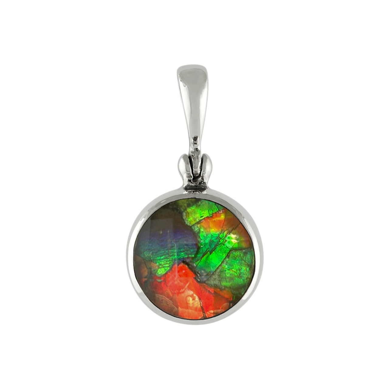 Starborn Ammolite Faceted Doublet Sterling Silver Round Pendant