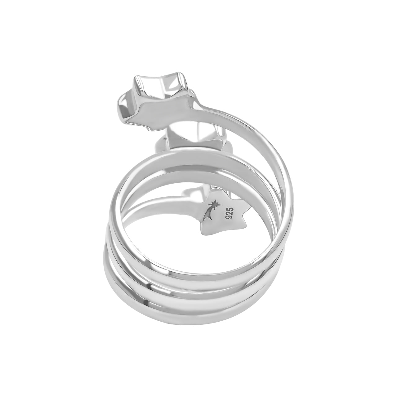 Starborn Ammolite 3-Star Spiral Ring in Sterling Silver