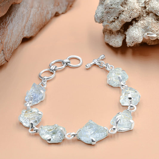 Starborn Aquamarine Prong Set Bracelet in Sterling Silver
