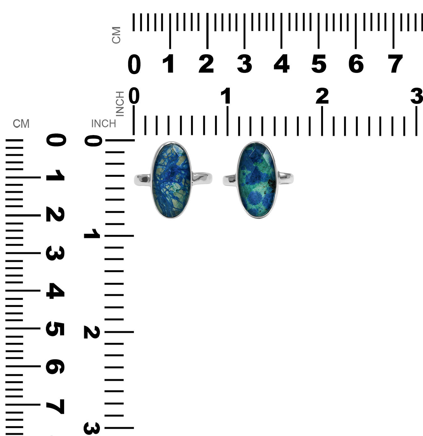 Starborn Faceted Azurite Malachite Quartz Doublet Ring in Sterling Silver