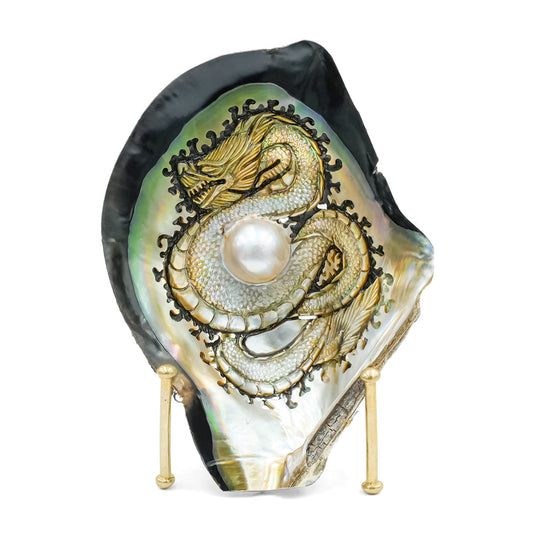 Starborn Handcarved Mabe Pearl Dragon Display - 1 Piece