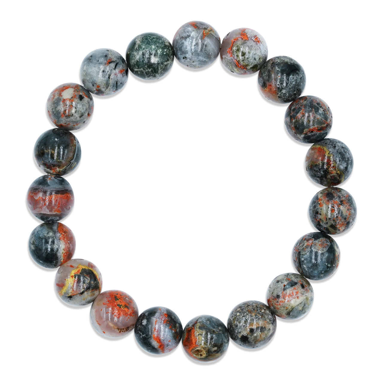 Starborn 10 mm Magma Chalcedony Beaded Elastic Bracelet
