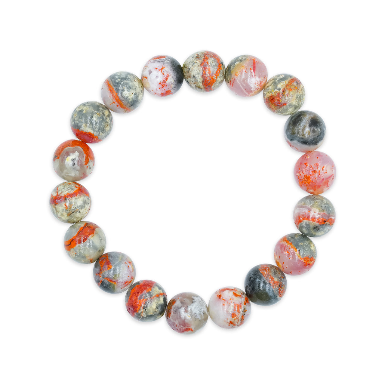 Starborn 10 mm Magma Chalcedony Beaded Elastic Bracelet