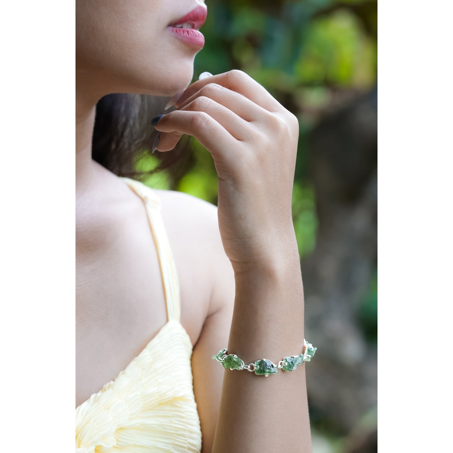 Starborn Genuine Rough Prong Set Moldavite in Sterling Silver