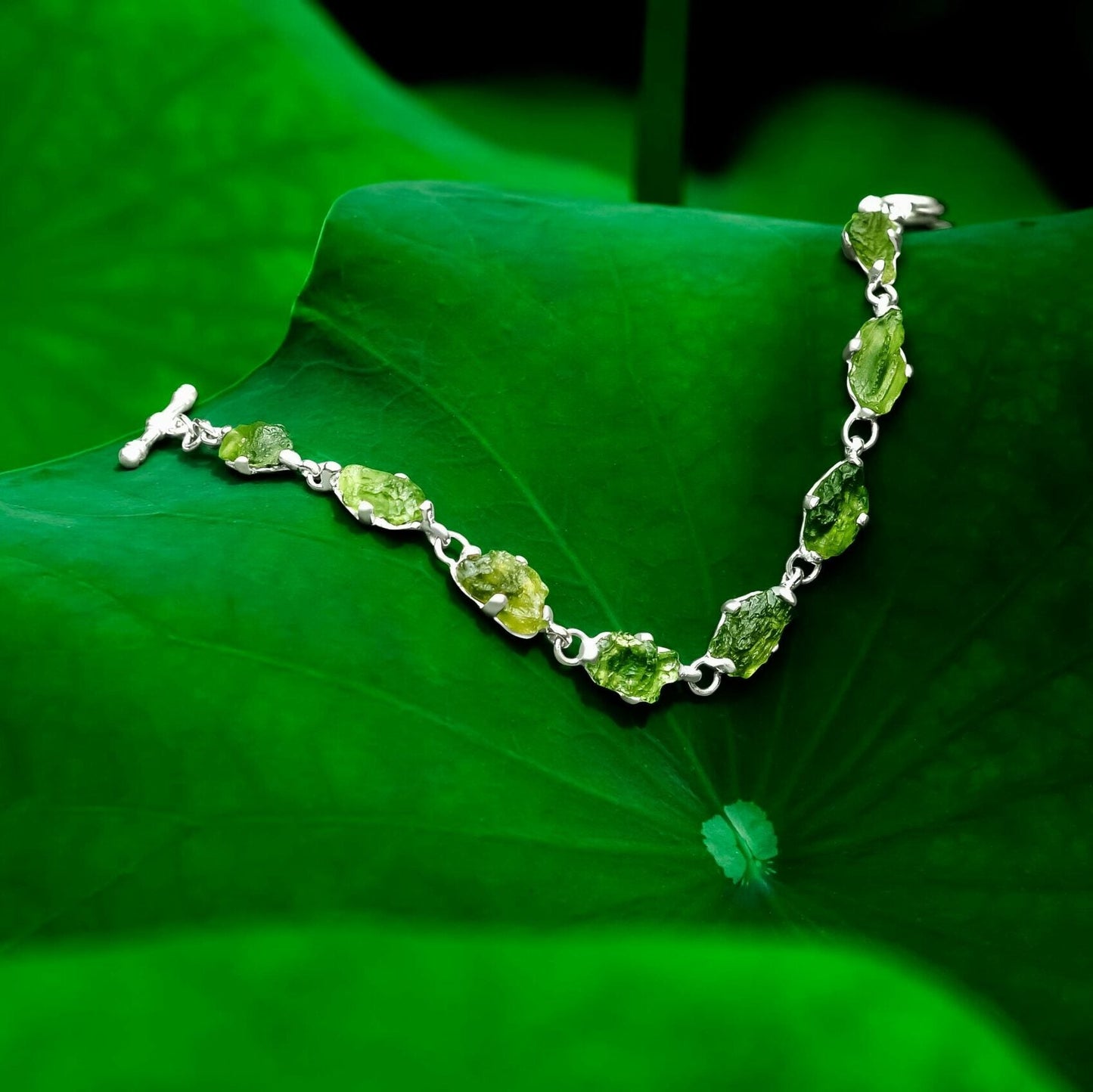 Starborn Genuine Rough Prong Set Moldavite in Sterling Silver