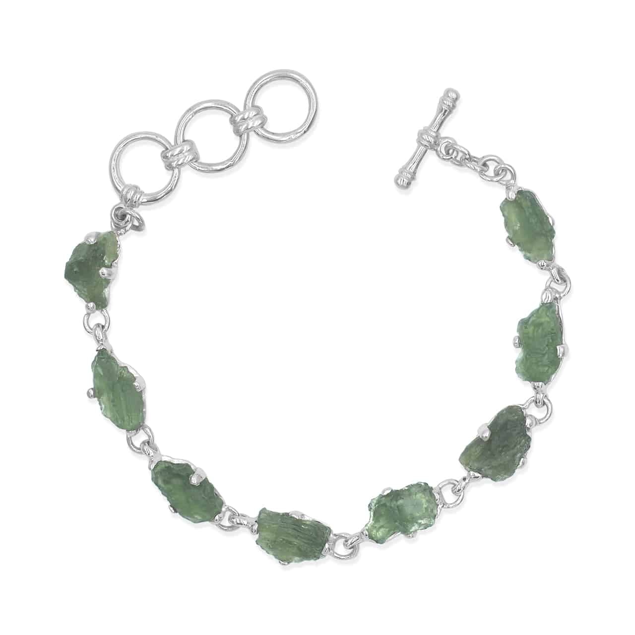 Starborn Genuine Rough Prong Set Moldavite in Sterling Silver