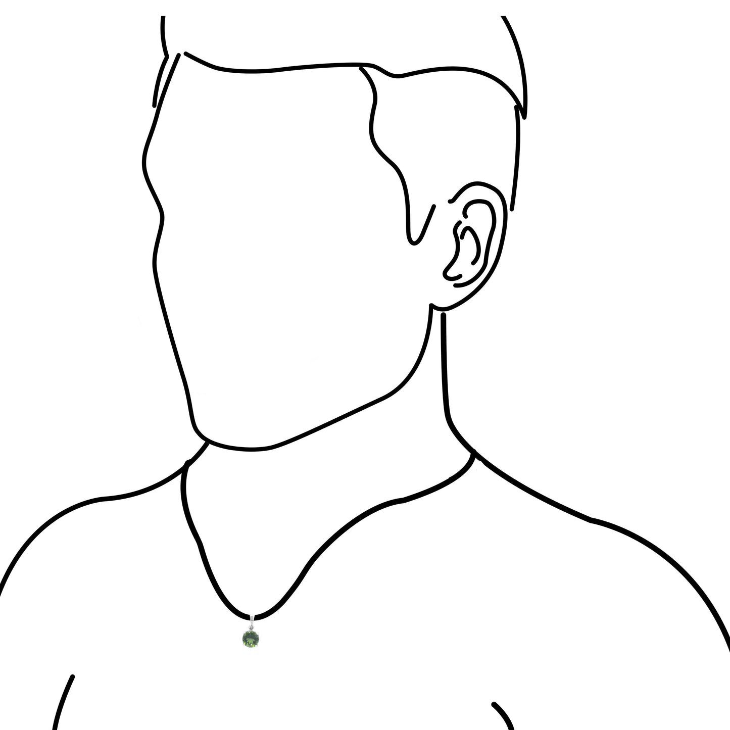 Starborn Faceted Round-Shaped Moldavite Pendant in Fine Sterling Silver