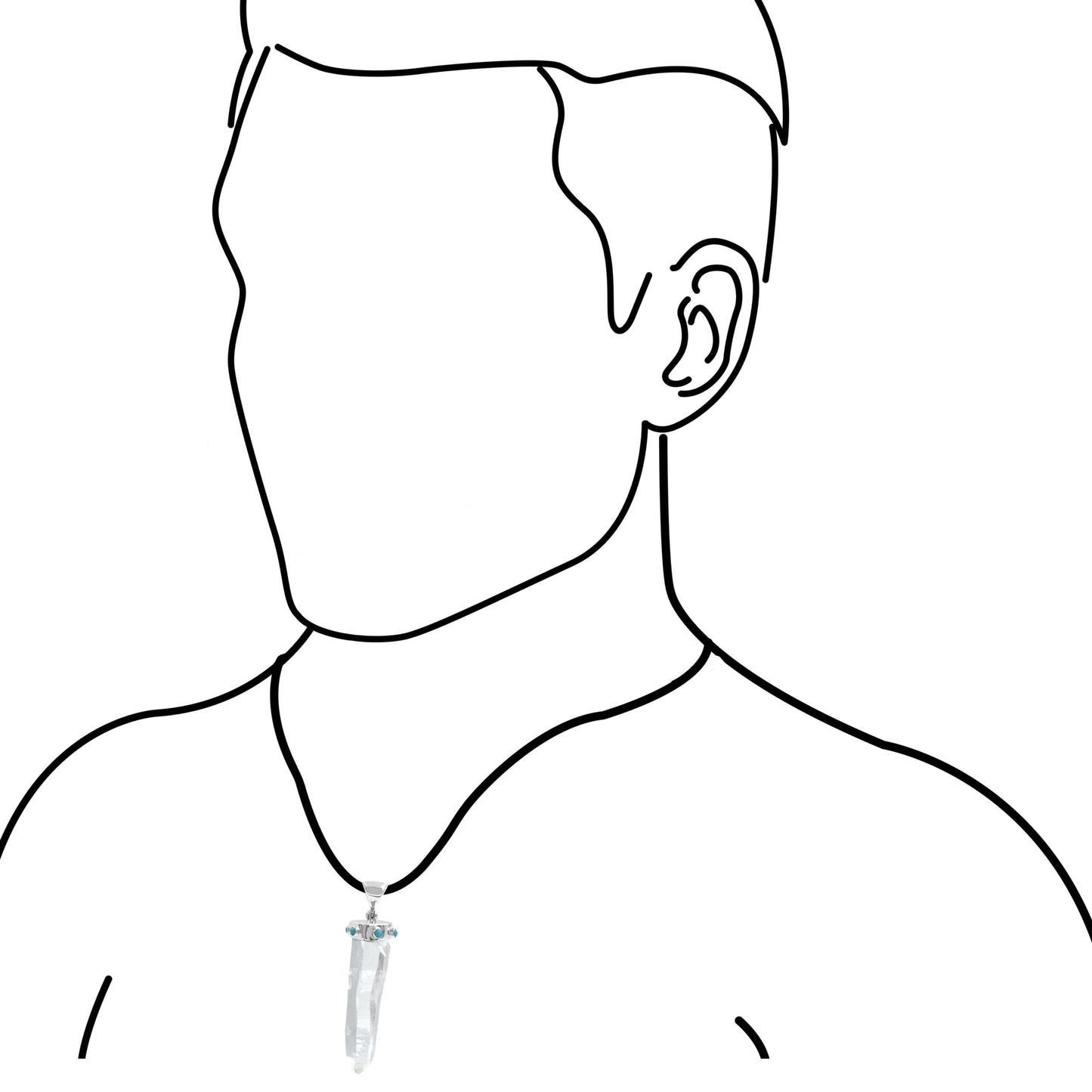 Starborn Laser Quartz Crystal and Campitos Turquoise Pendant in Sterling Silver