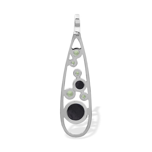 Starborn Ammolite and Faceted Peridot Pendant in Sterling Silver