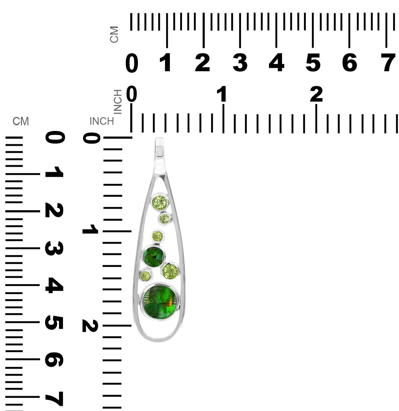 Starborn Ammolite and Faceted Peridot Pendant in Sterling Silver
