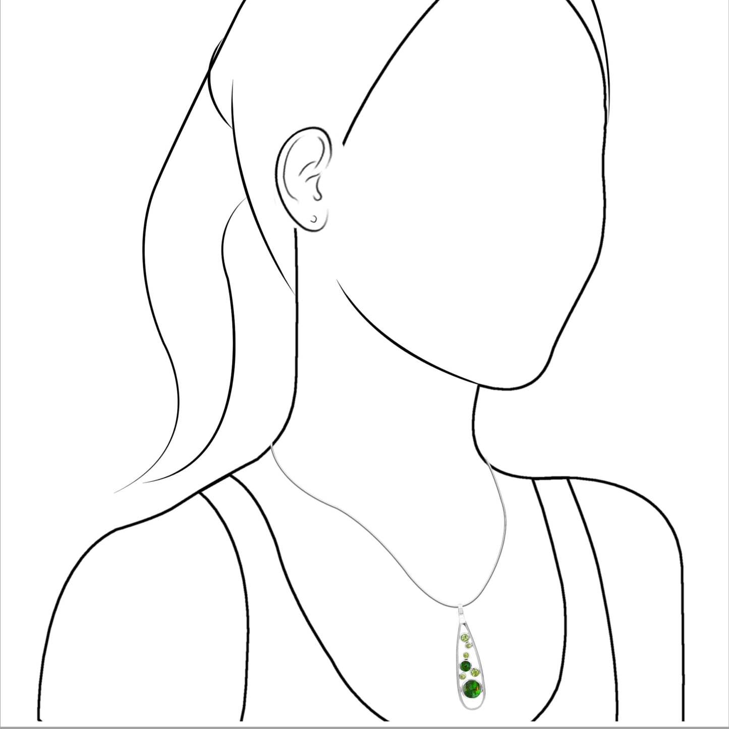 Starborn Ammolite and Faceted Peridot Pendant in Sterling Silver