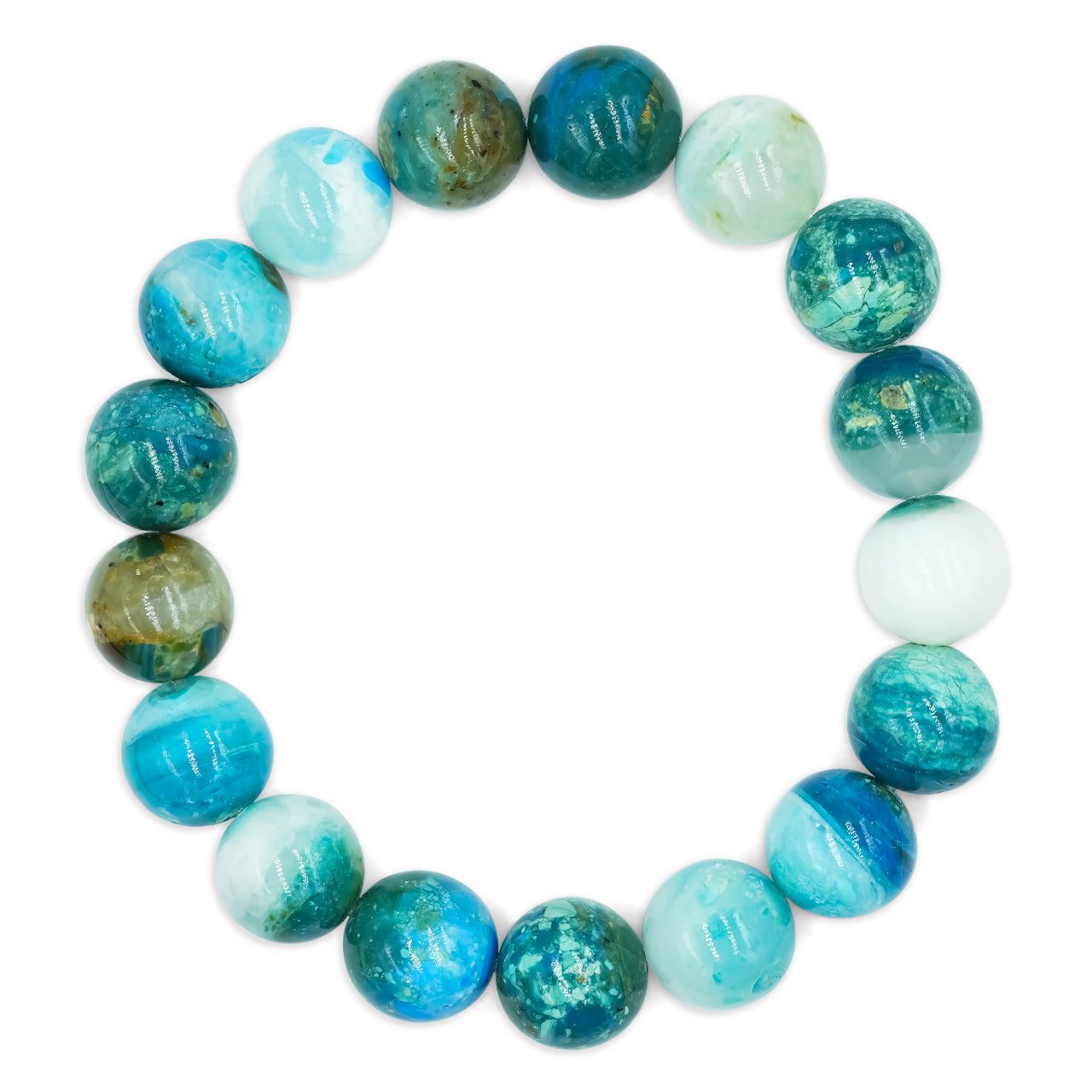 Starborn 12mm Peruvian Blue Opal Beaded Elastic Bracelet
