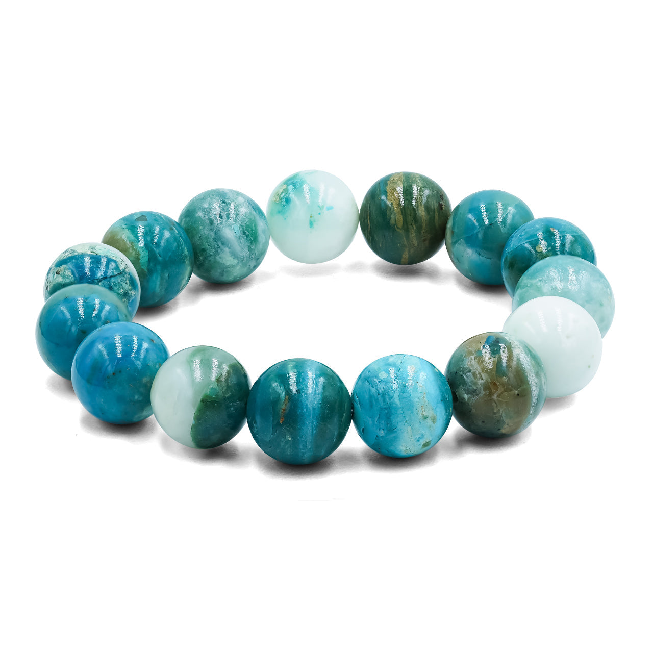 Starborn 12mm Peruvian Blue Opal Beaded Elastic Bracelet