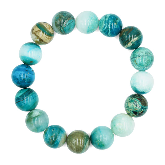 Starborn 12mm Peruvian Blue Opal Beaded Elastic Bracelet