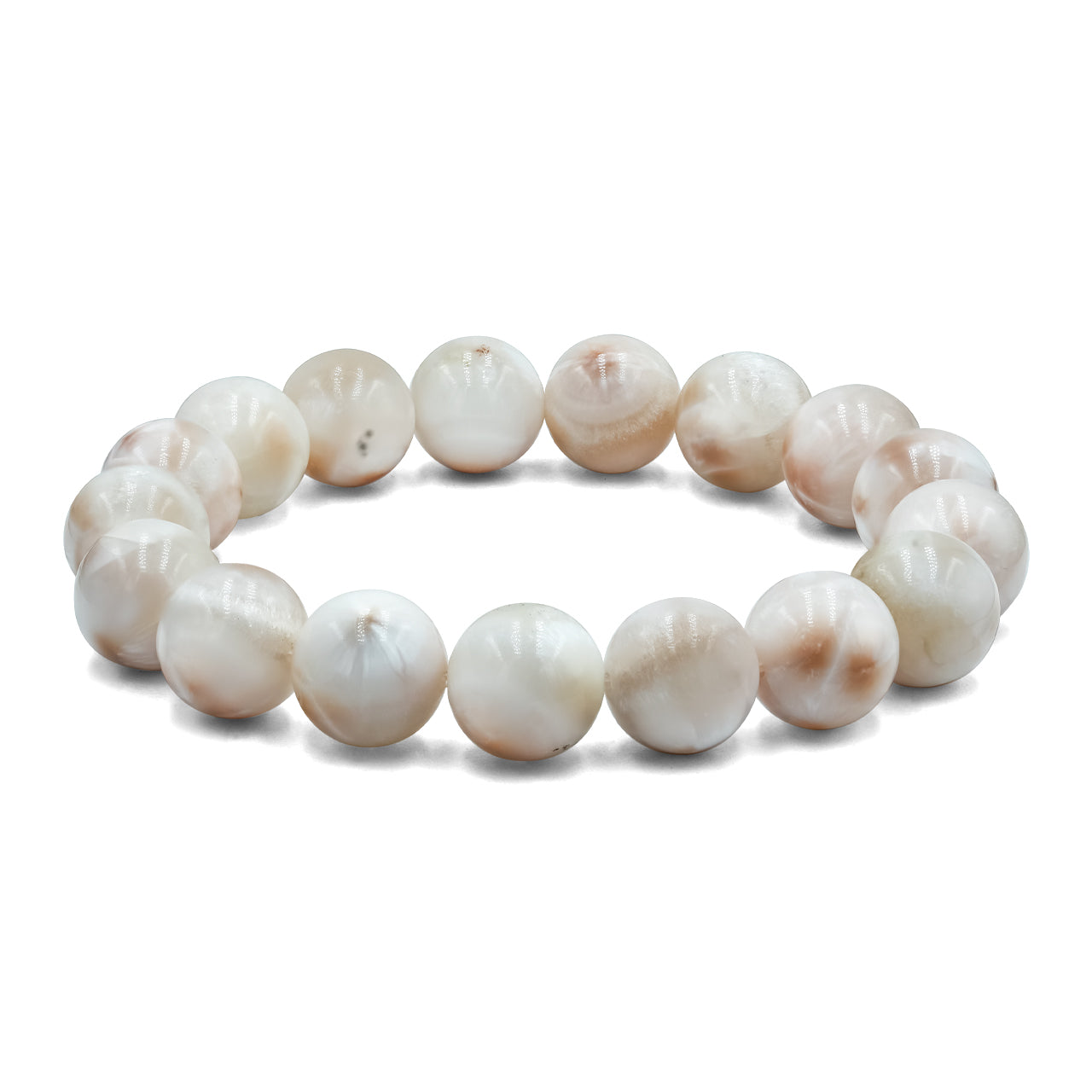 Starborn 12 mm Pink Natrolite Beaded Elastic Bracelet