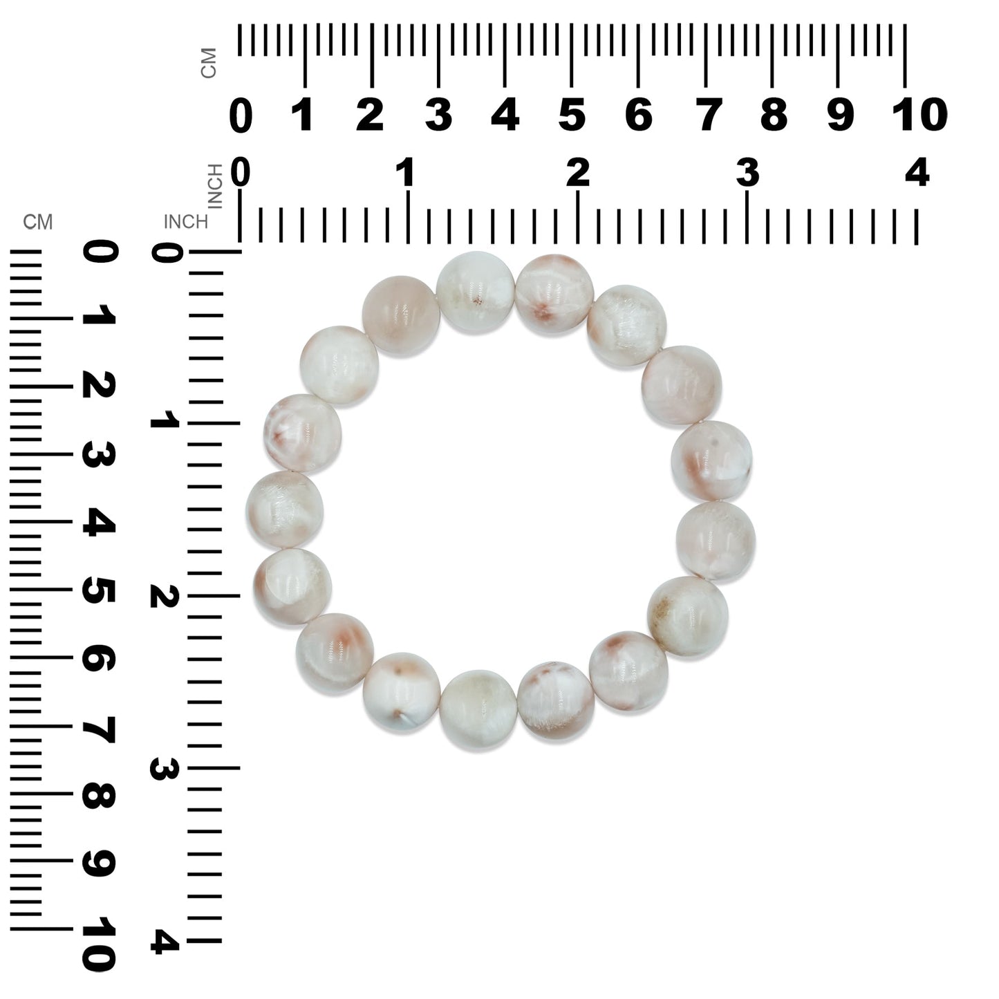 Starborn 12 mm Pink Natrolite Beaded Elastic Bracelet