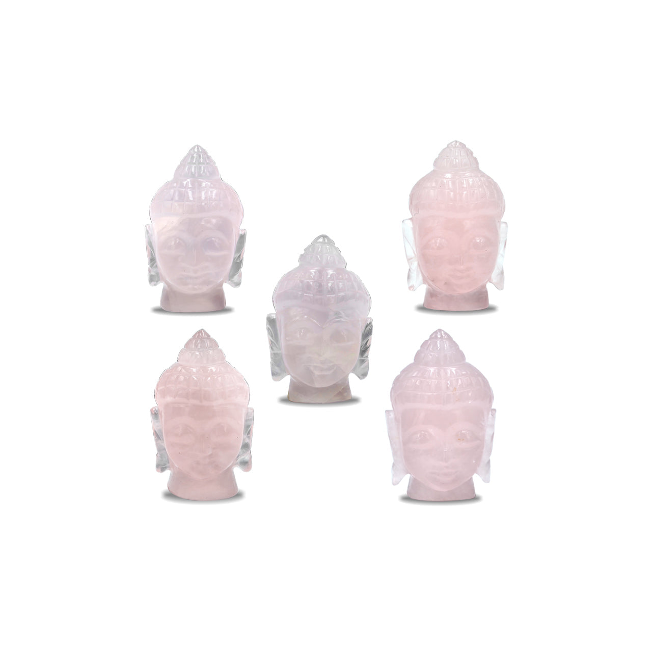 Starborn Hand Carved Rose Quartz Buddha Head - 1 Piece