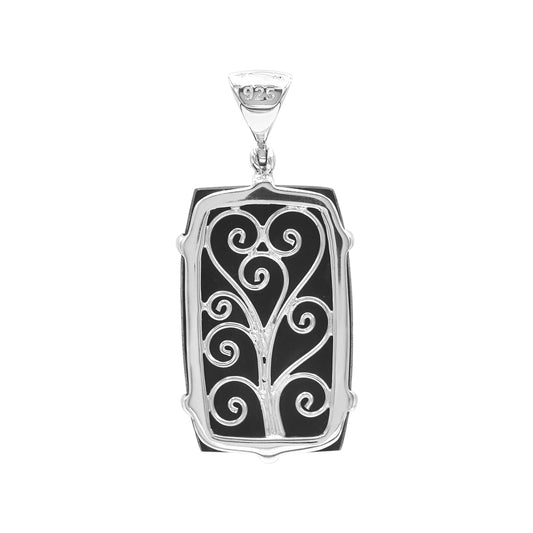 Starborn Carved Shungite Dragon Prong Set Pendant in Sterling Silver