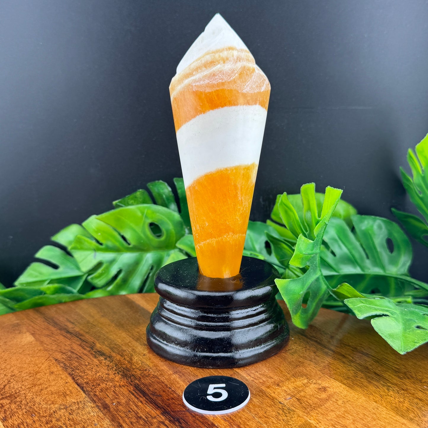 Orange Calcite Ice Cream Cone with stand