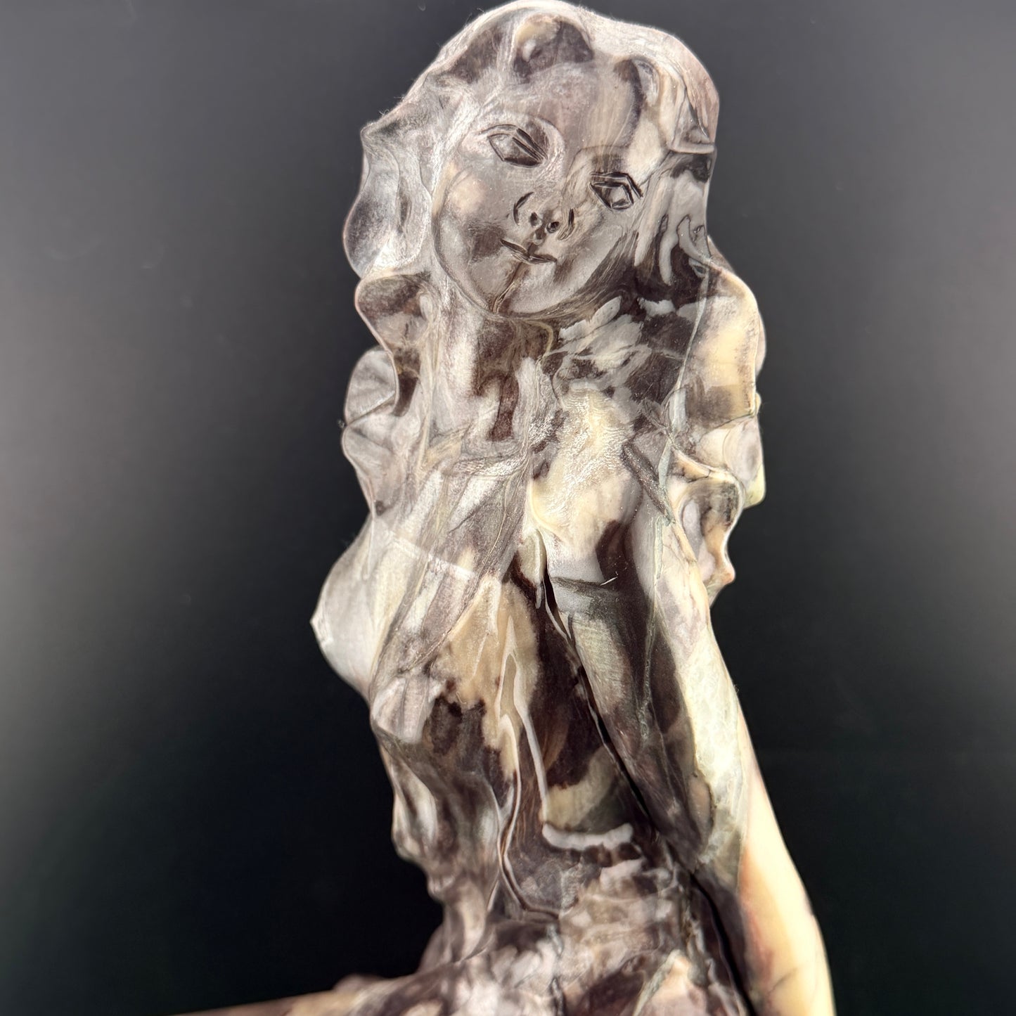 XL Jasper Stone Mermaid Carving