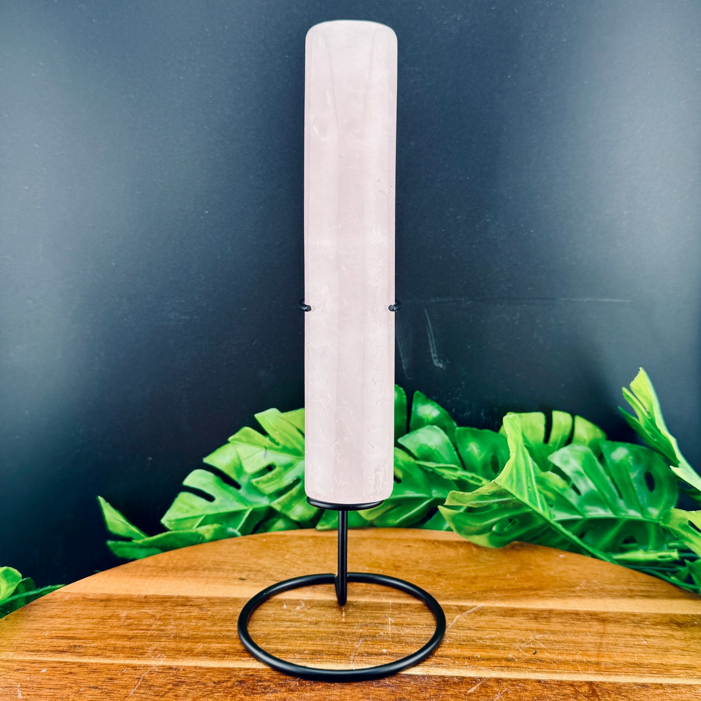 Rose Quartz Cylinder Wand with Stand