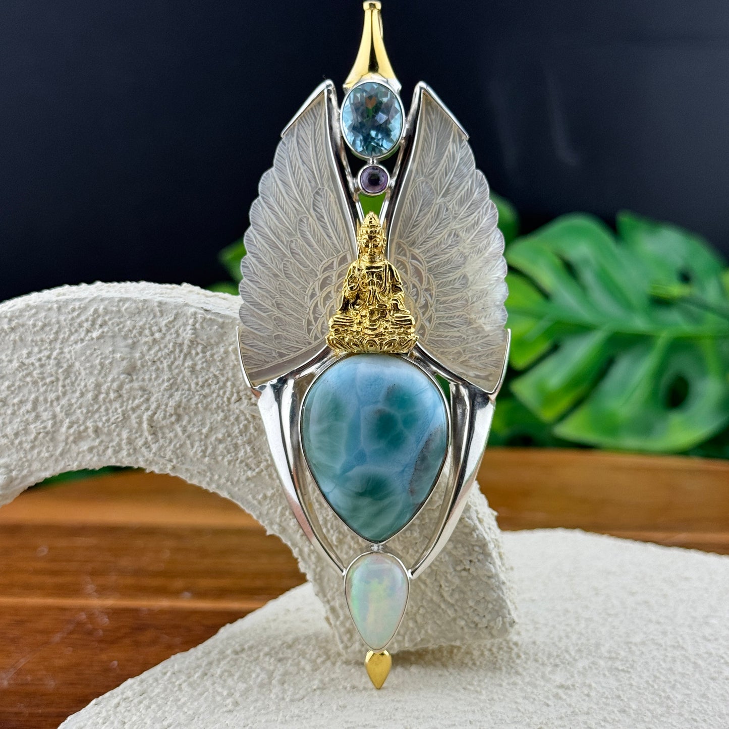 Gotland Larimar S925 and 14k Gold Plated Pendant