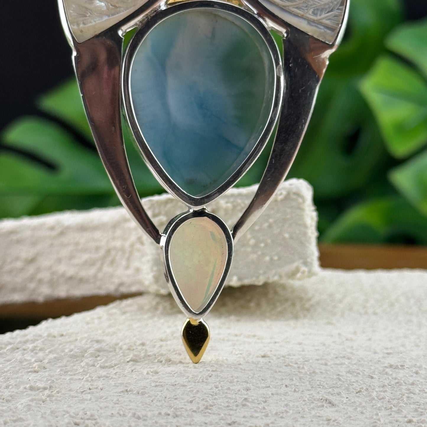 Gotland Larimar S925 and 14k Gold Plated Pendant